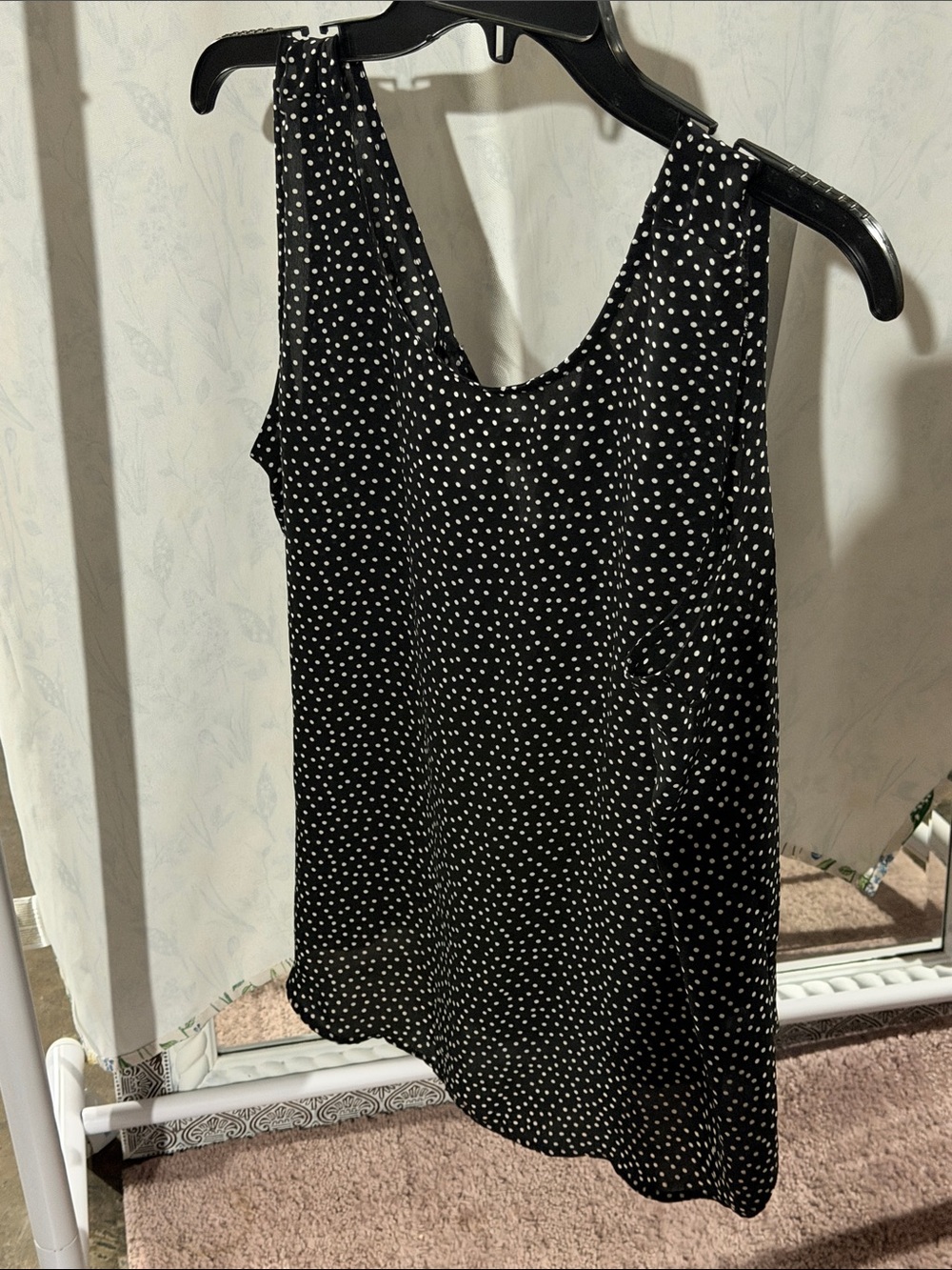 LOFT Black and White Polka Dot Tank Top